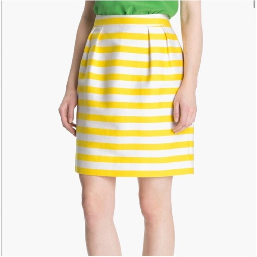 Kate Spade womens Barry yellow white‎ Striped mini skirt size 0